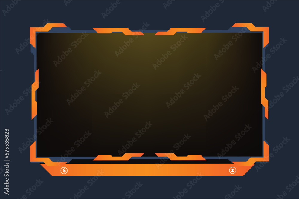 Gaming screen panel decoration with fire color and modern shapes