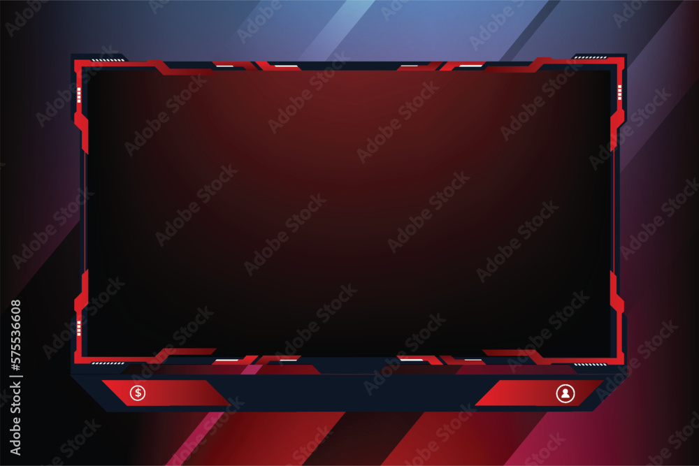 Live gaming overlay panel and border design vector. Modern