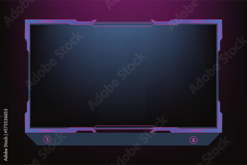 Live broadcast or streaming overlay panels with an offline screen vector. Streaming screen panel decoration with yellow and purple colors. Live icon elements decoration vector for gamers.