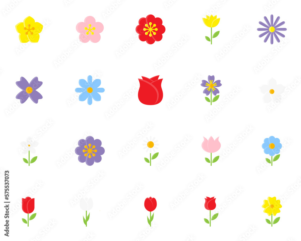 set of flower icons, spring, natural, floral set of flower icons, spring, natural, floral
