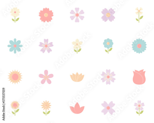 set of flower icons, spring, natural, floral