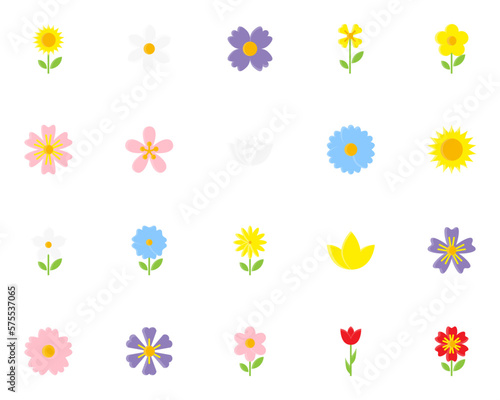 set of flower icons, spring, natural, floral