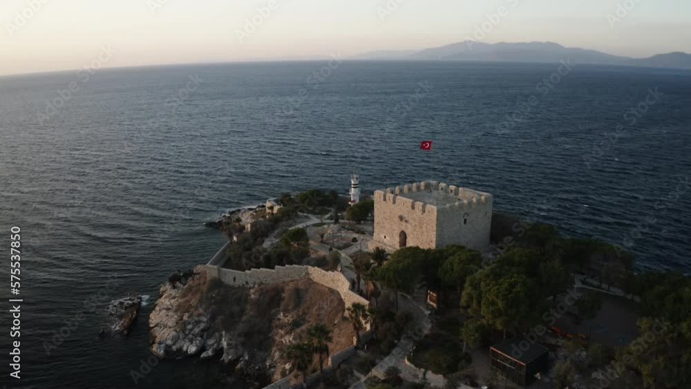 Pigeon Island with. Kusadasi harbor. Aegean coast of Turkey. Pigeon Island with. Kusadasi harbor. Aegean coast of Turkey.