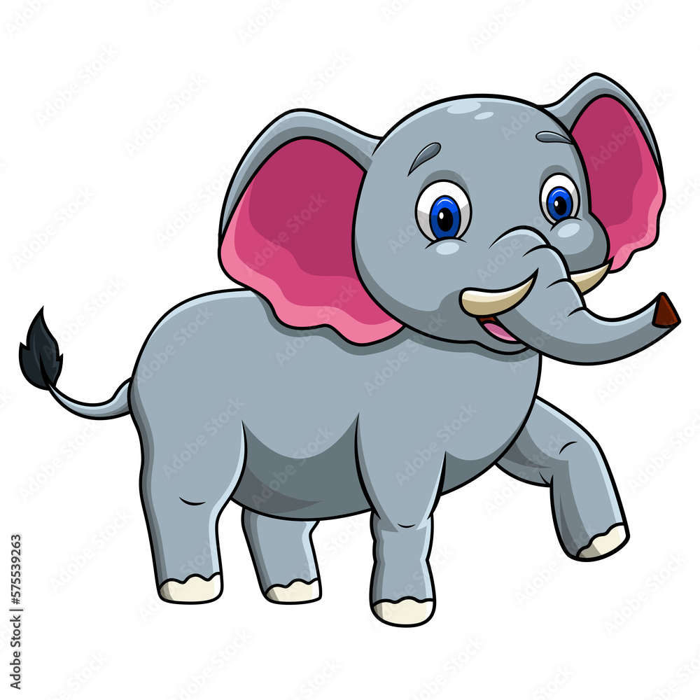 A cute elephant cartoon walking A cute elephant cartoon walking