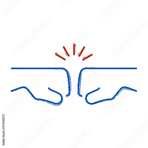 confrontation fist brush on white background, vector illustration.