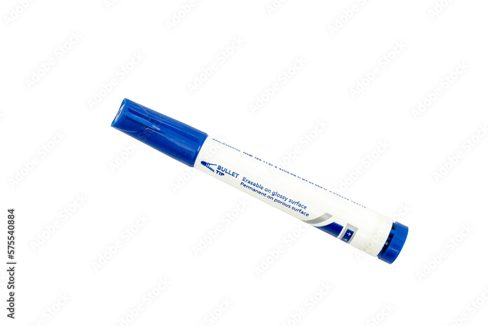 Blue marker isolated on white background