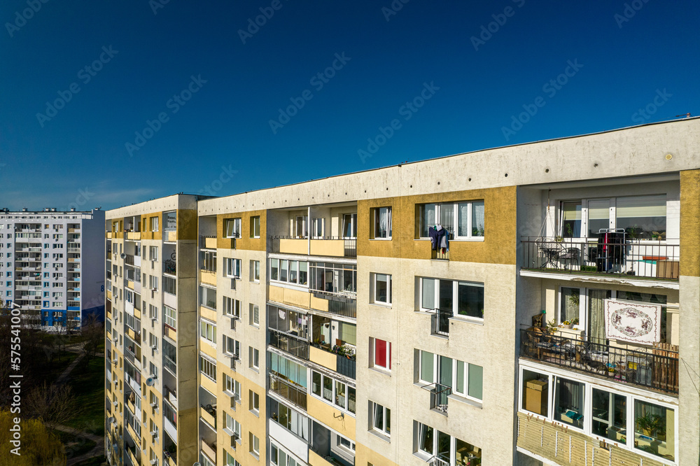 several apartment blocks of the old housing estate from the times of PRL in Gdansk, Poland