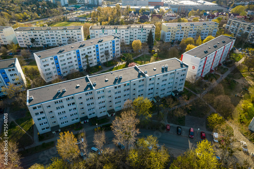 Obraz na płótnie several apartment blocks of the old housing estate from the times of PRL in Gdansk, Poland w salonie