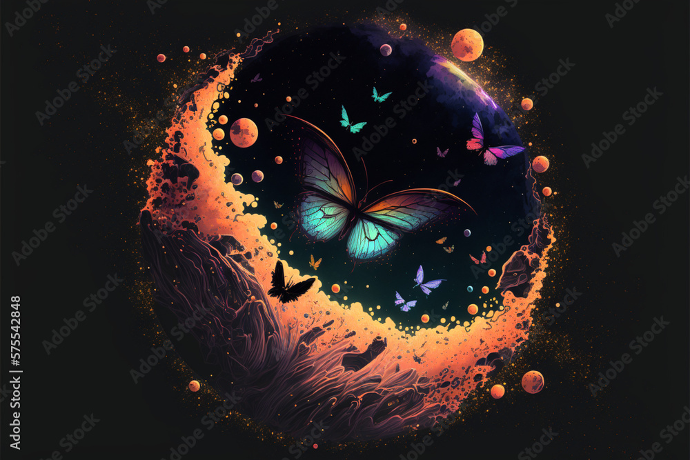 Fototapeta premium Beautiful butterflies. Vector illustration. Generative AI