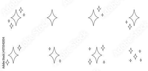 Black stars icon set. Star icon collection. Different star shapes. Sparkle Star Line Icon Set