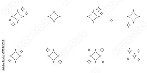 Black stars icon set. Star icon collection. Different star shapes. Sparkle Star Line Icon Set