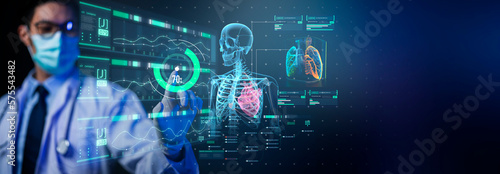 Foto Digital doctor healthcare science medical remote technology concept AI metaverse