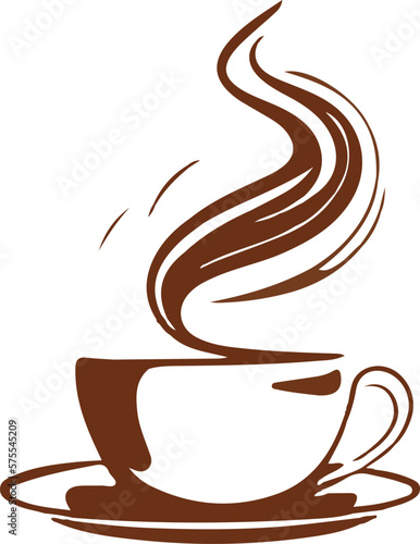 Steaming Cup of Coffee on White Background - Vector Illustration