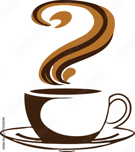 Steaming Cup of Coffee on White Background - Vector Illustration