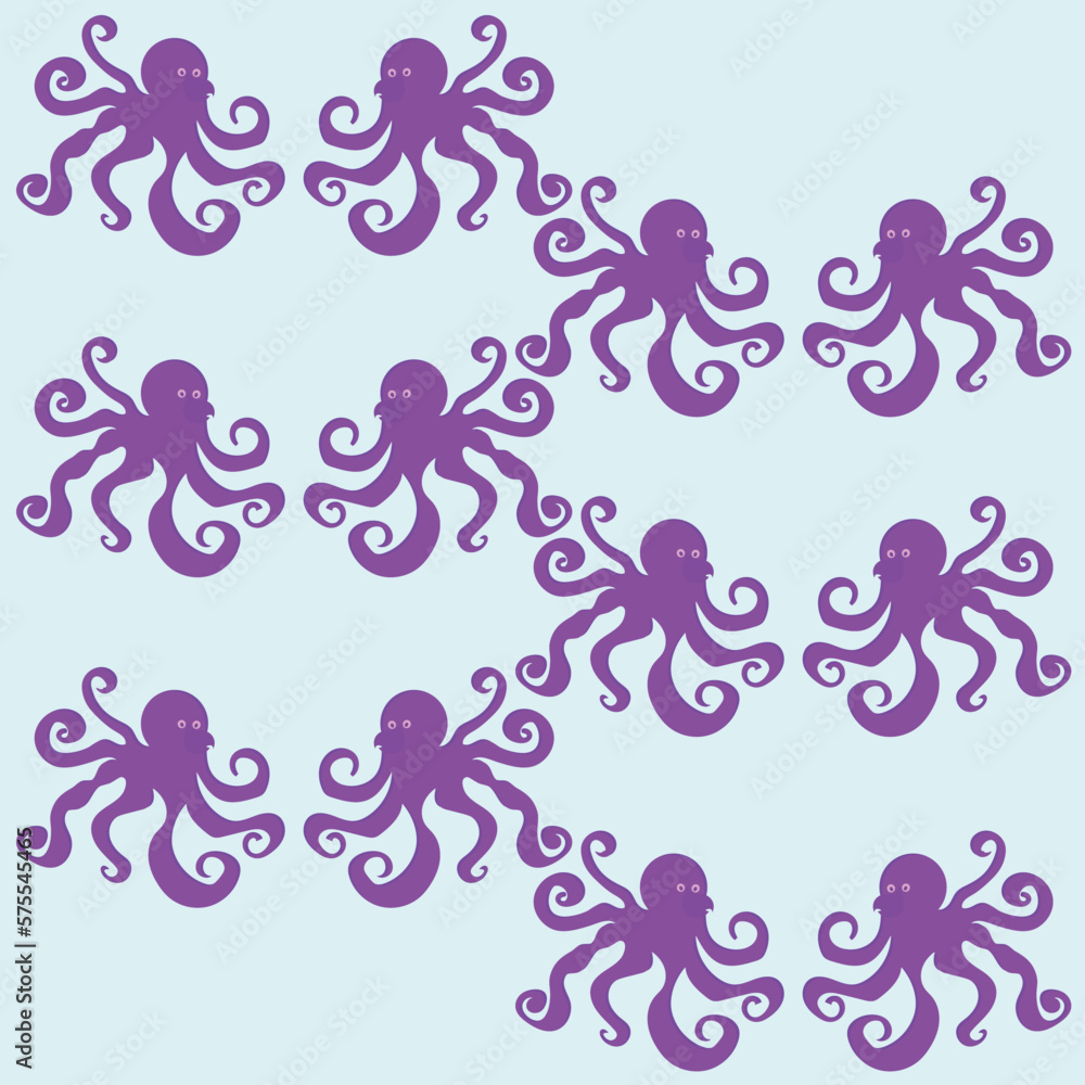 Purple octopus. Seamless pattern. Vector illustration. Purple octopus. Seamless pattern. Vector illustration.
