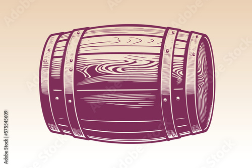 Hand drawn wine, beer, whisky, rum, bourbon barrel illustration. Vintage engraving style woodcut vector illustration Eps 10.