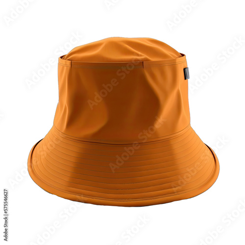 Bucket hat isolated, mockup template. Orange bucket hat. Design template. Mock-up for branding and advertise isolated on transparent background. 