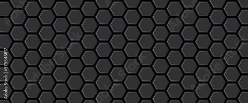Abstract hexagon geometric surface. Modern black hexagonal background. Luxury white pattern. Vector Illustration. © Aquarium