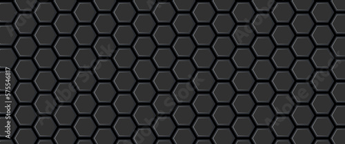 Abstract hexagon geometric surface. Modern black hexagonal background. Luxury white pattern. Vector Illustration.