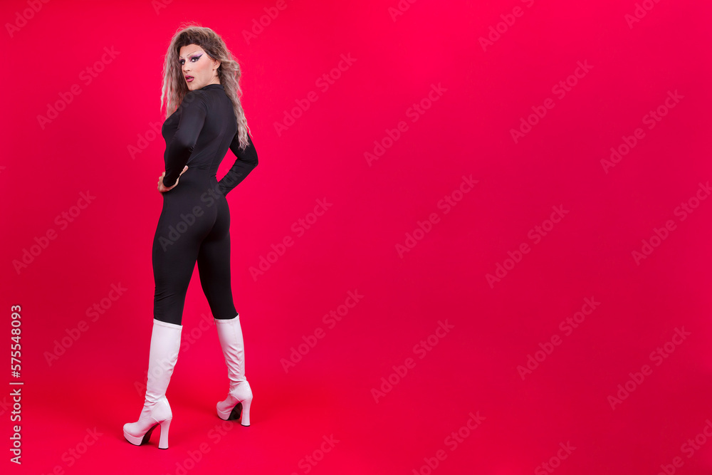 Sensual drag queen person turning to look at the camera Sensual drag queen person turning to look at the camera