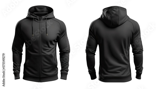 Sweater Hoodie Black Template Front And Back For Business - Generative AI