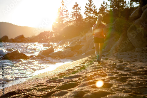 Runner on Hidden Beach, Tahoe, CA photo