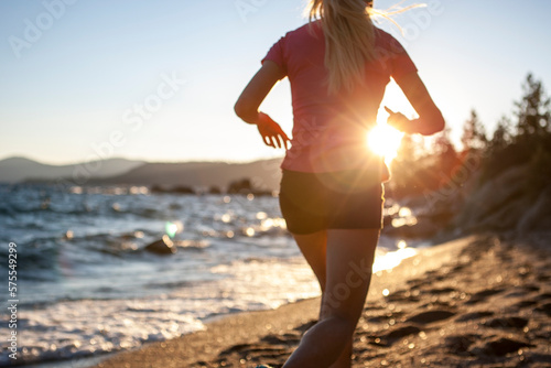 Runner on Hidden Beach, Tahoe, CA photo