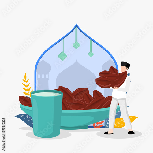 iftar time vector flat illustration