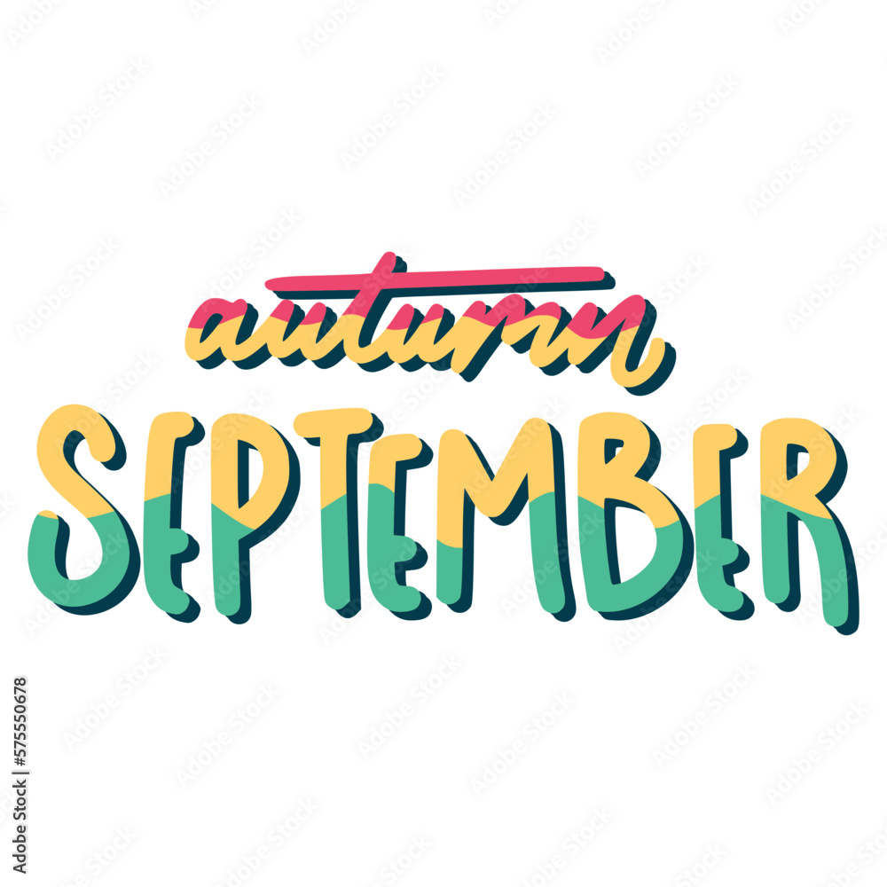 Autumn September Lettering Sticker. Autumn Lettering Stickers Autumn September Lettering Sticker. Autumn Lettering Stickers