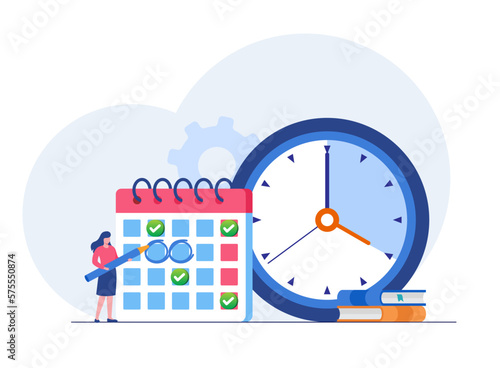 Business time management, deadline concept, planner, flat vector illustration banner