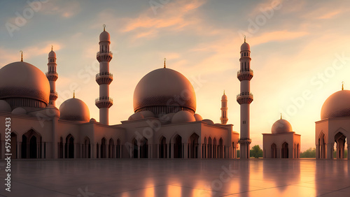 Beautiful Traditional Islamic Mosque Architecture Generative AI