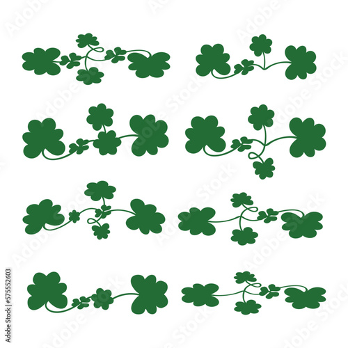 set of Shamrock lucky clover St. patrick   s day trefoil Irish vector.four leaf linear holiday symbol. design element for sticker  logo  icon  t-shirt  banners  prints.