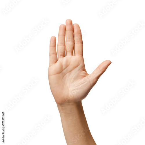 Slika na platnu white woman  making stop sign with hand, isolated