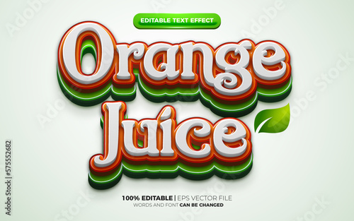 fresh orange Juice 3d logo template editable text effect style