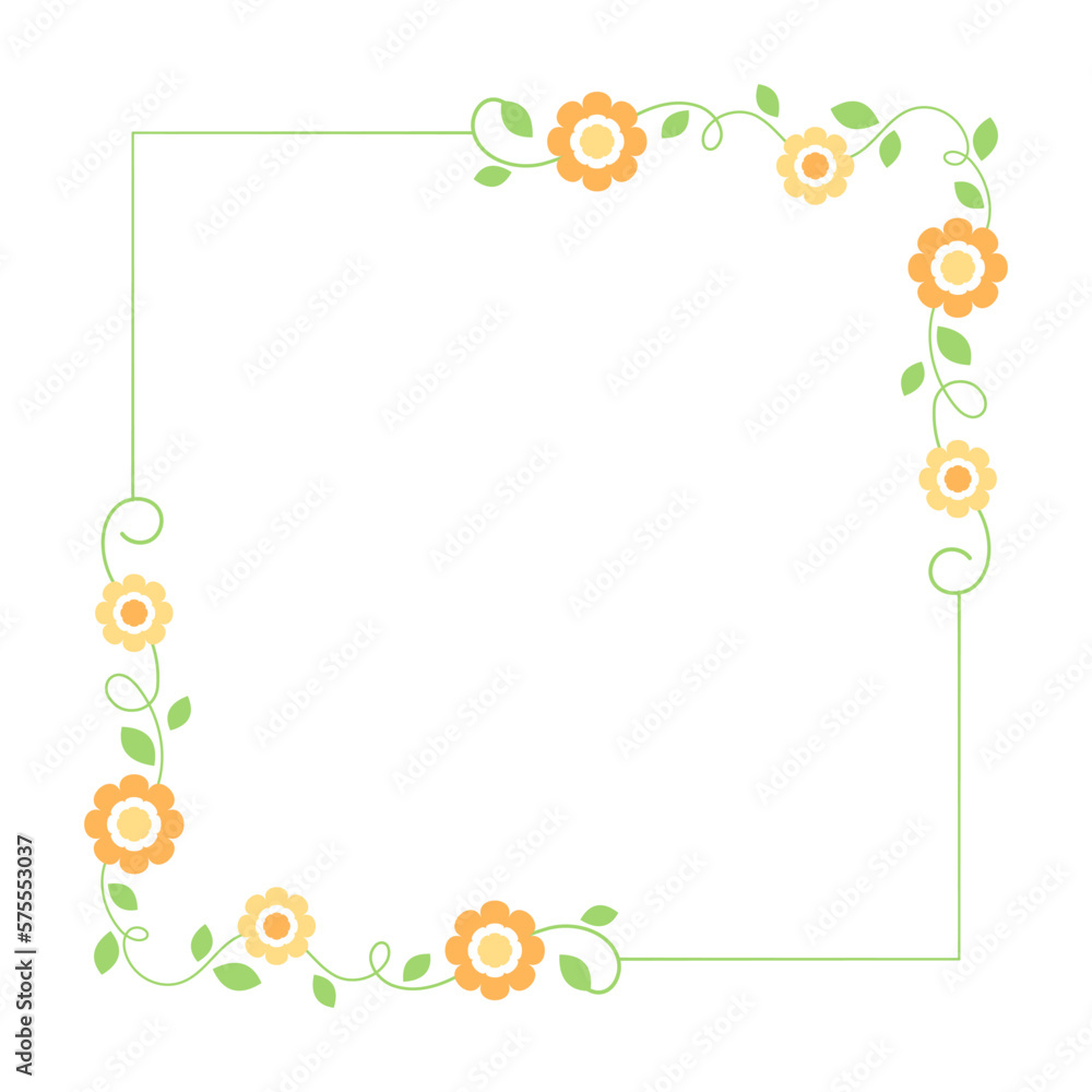Cute botanical square frame. Hand drawn line border, leaves and flowers, wedding invitation and cards, logo design and posters template. Elegant minimal style floral vector isolated Cute botanical square frame. Hand drawn line border, leaves and flowers, wedding invitation and cards, logo design and posters template. Elegant minimal style floral vector isolated