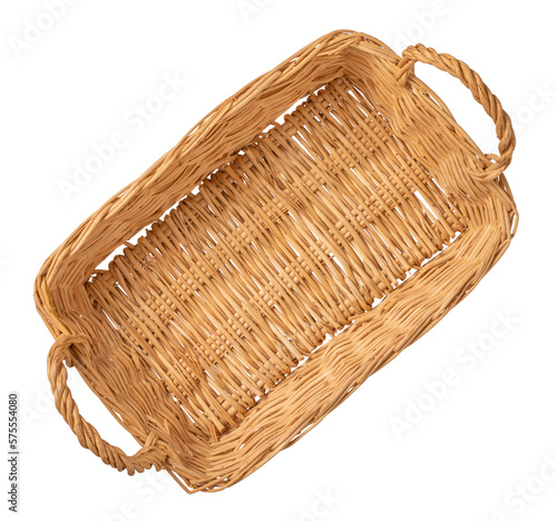 Obraz na plátne Handmade wicker basket isolated on the white background.