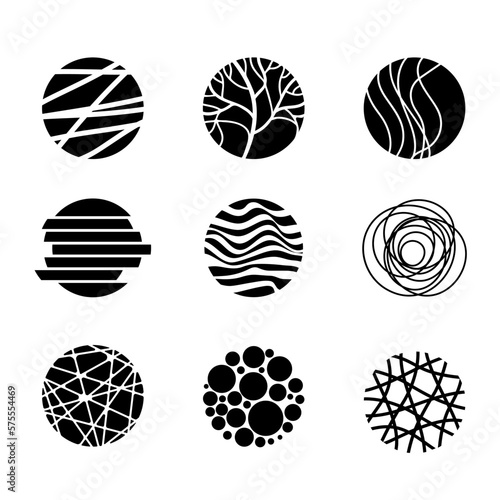 Set hand drawn circle using doodle and sketch line art. Psychologist's hand drawing. Round element for the logo. Vector illustration.