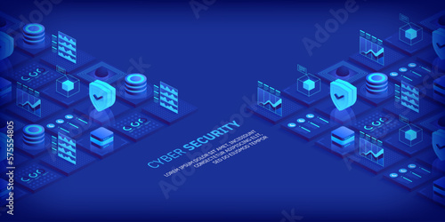 Cyber security. Data protection. Information privacy. Global network security. Technology background for banners, posters, site templates, mobile applications. Vector illustration