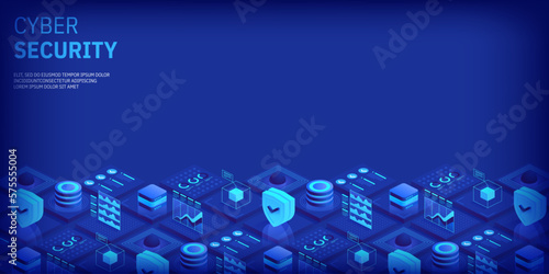 Cyber security. Data protection. Information privacy. Global network security. Technology background for banners, posters, site templates, mobile applications. Vector illustration