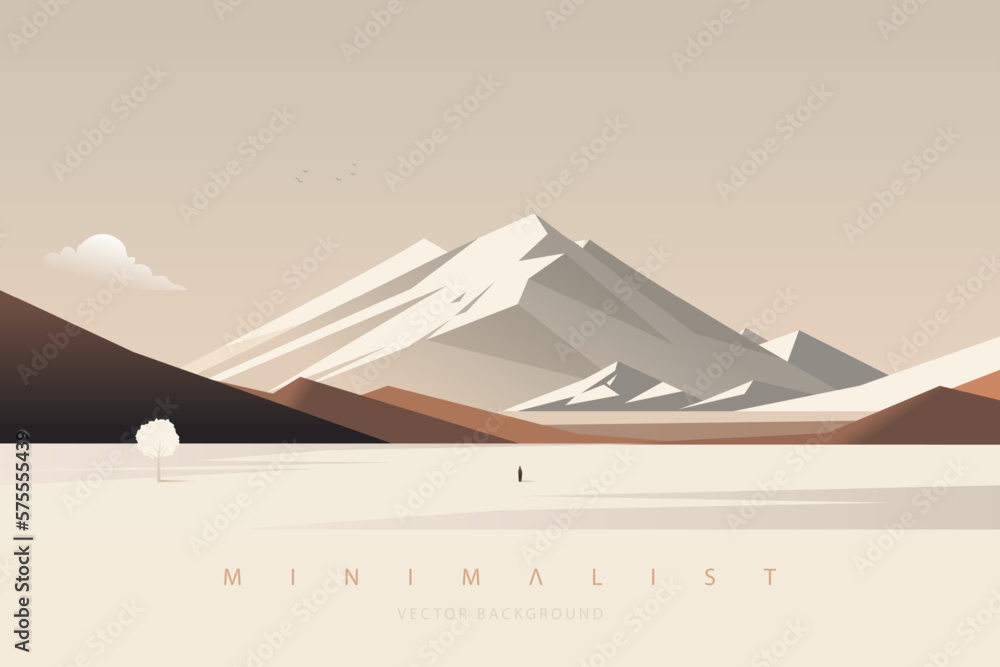 Minimalist landscape aesthetic background wallpaper. Creative modern