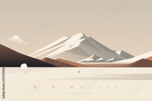 Minimalist landscape aesthetic background wallpaper. Creative modern paint. Abstract nature art contemporary mountain poster. Hand drawn vector illustration for prints decoration wall arts and canvas