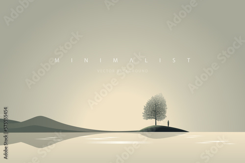 Minimalist landscape aesthetic background wallpaper. Creative modern paint. Abstract nature art contemporary mountain poster. Hand drawn vector illustration for prints decoration wall arts and canvas