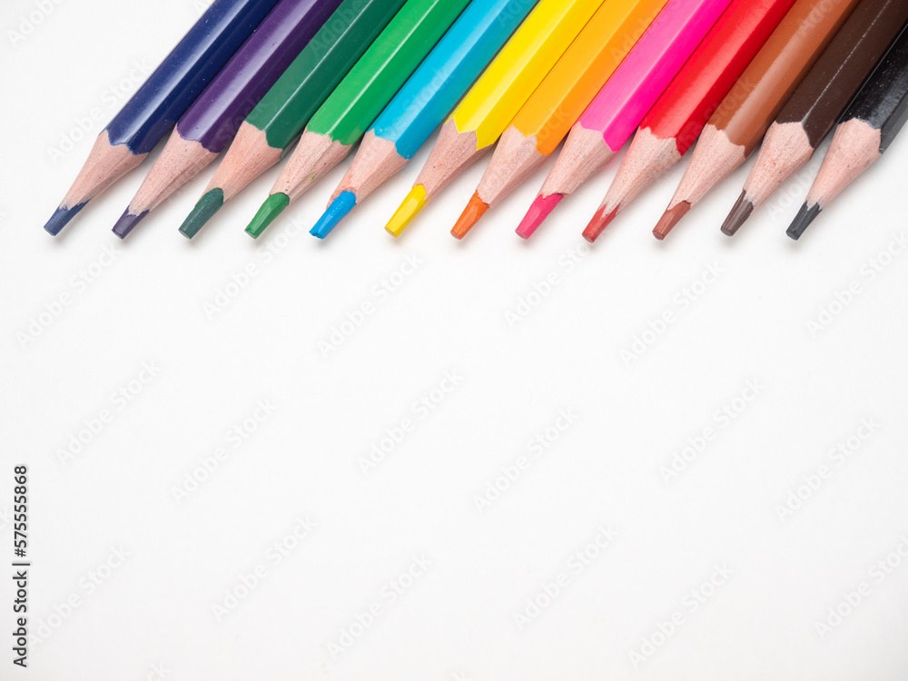 color pencils on white background color pencils on white background