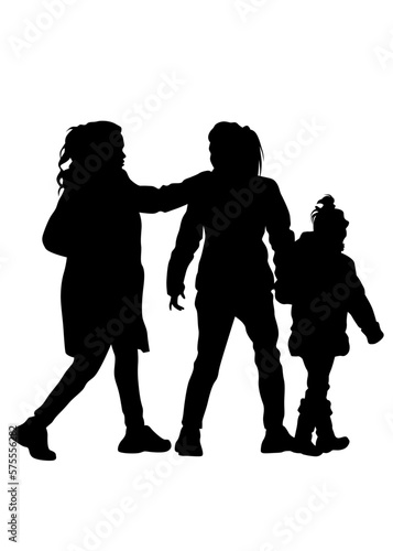 Families with little child on white background