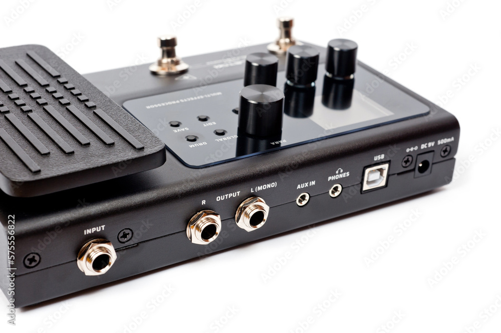 Guitar processor in a metal case for playing electric, acoustic and bass guitars. Guitar processor in a metal case for playing electric, acoustic and bass guitars.