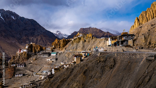 small dhankar village in the mountain photo