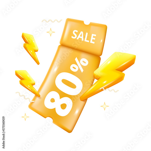 3d tags and ligthning with discount off 80 percent.