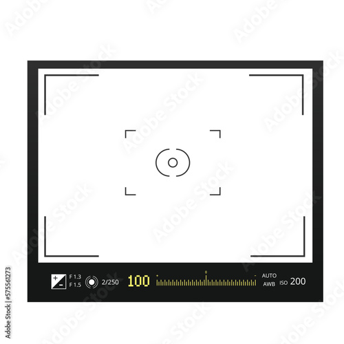 Digital camera screen template. Viewfinder crosshair recording