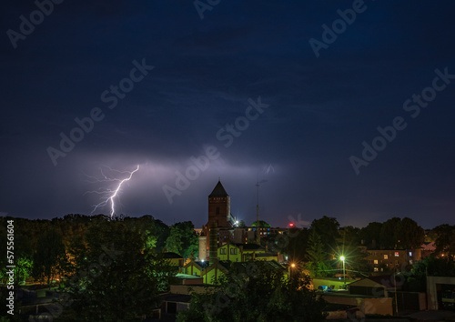 Lightning over church