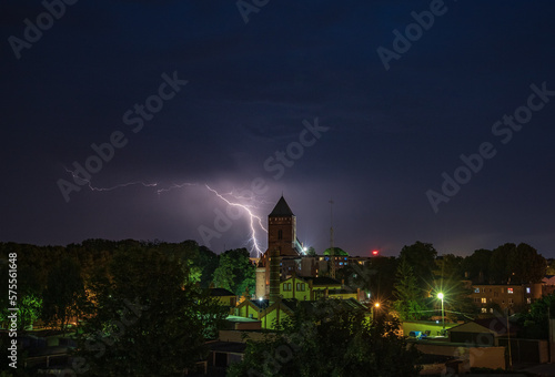 Lightning over church